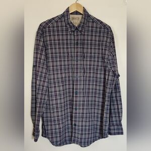 Duluth Trading Co Mens M Blue Plaid Ventilated Hiking Fishing Long Sleeve Shirt